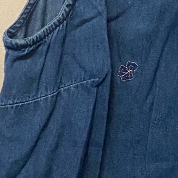 Vintage Jean Sleeveless Jean Dress w/Embroidery Sz L/XL 100%Cotton Made in India - Picture 9 of 10